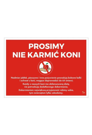 Tabliczka DO STAJNI wzór17 Prosimy nie dokarmiać k