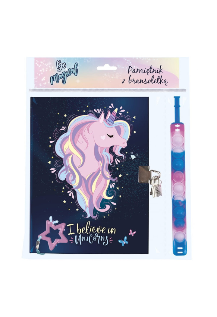 Pamiętnik DERFORM BeMagical z kłódką + bransoletka