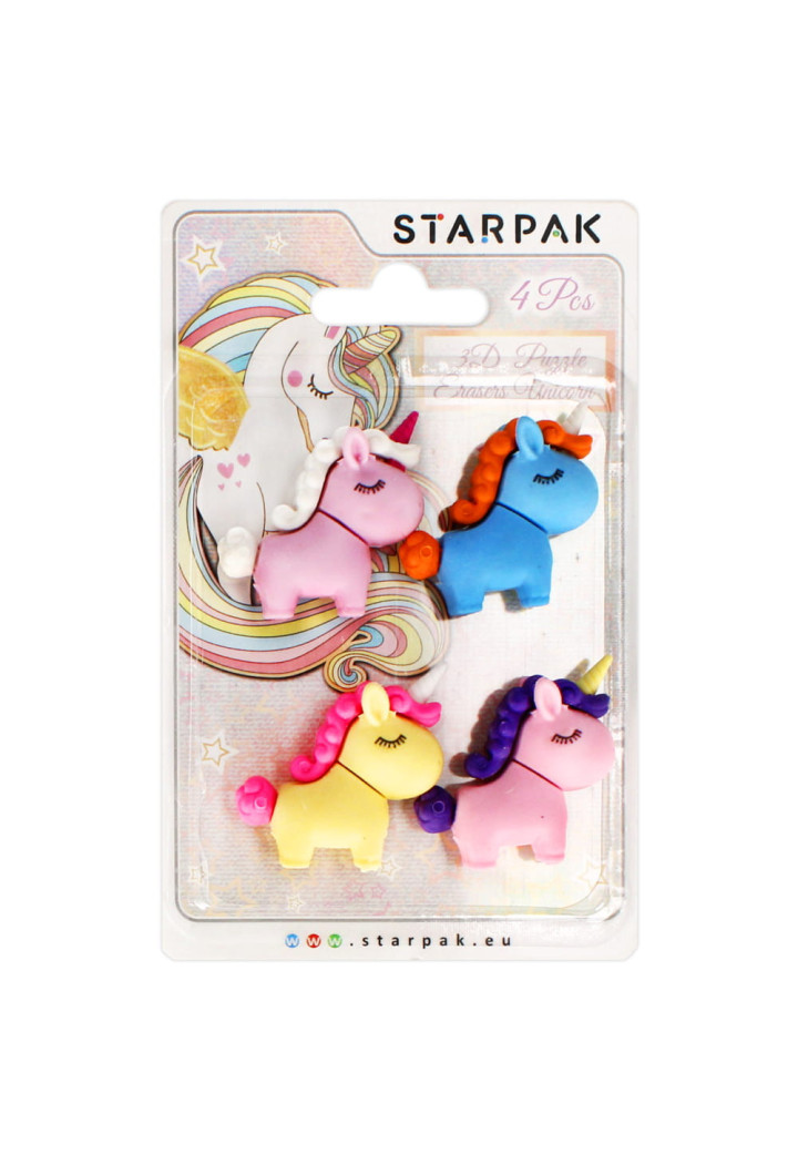 Gumka do mazania STARPAK Unicorn 4szt