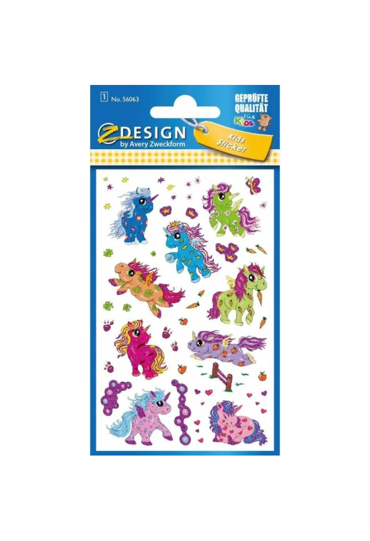 Naklejki AVERY Brokatowe jednorożce