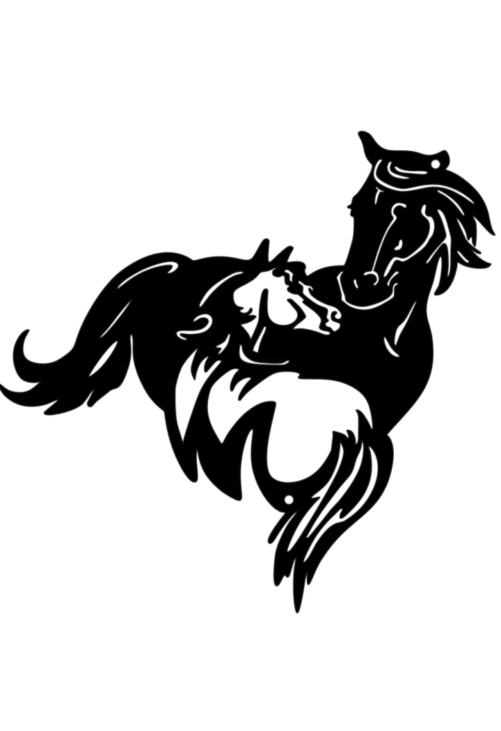 Ozdoba ścienna DECORMETAL Horse with baby 30cm