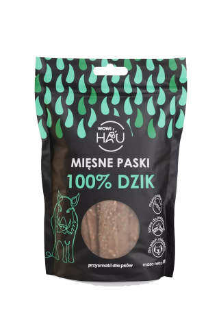 Smaczki dla psa WOW!PETS Paski Dzik 120g