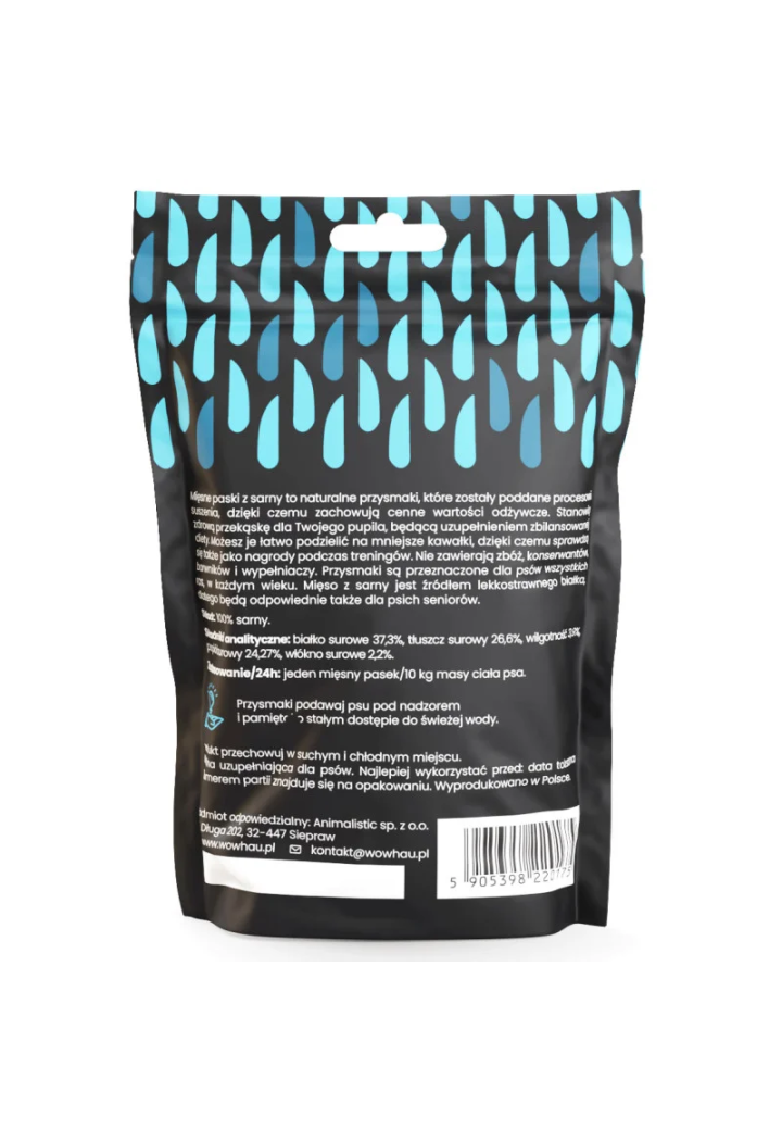 Smaczki dla psa WOW!PETS Paski Sarna 120g