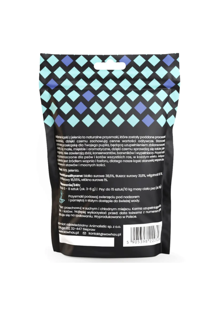 Smaczki dla psa WOW!PETS Kąski Jeleń 120g