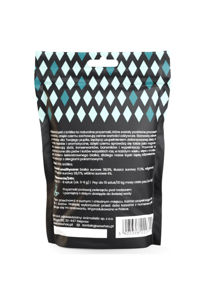 Smaczki dla psa WOW!PETS Kąski Królik 120g