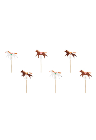 Pikery na tort PARTYDECO papierowe Konie 6szt