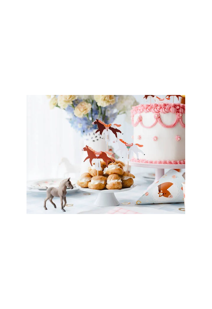 Pikery na tort PARTYDECO papierowe Konie 6szt