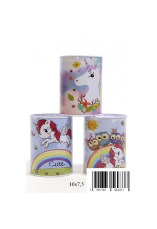 Skarbonka MIDEX Unicorn metalowa 7x10 mix