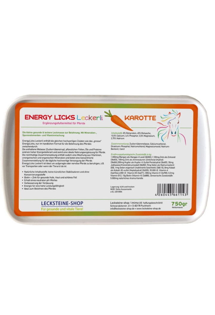 Lizawka melasowa ENERGY LICKS Marchewkowa 750g