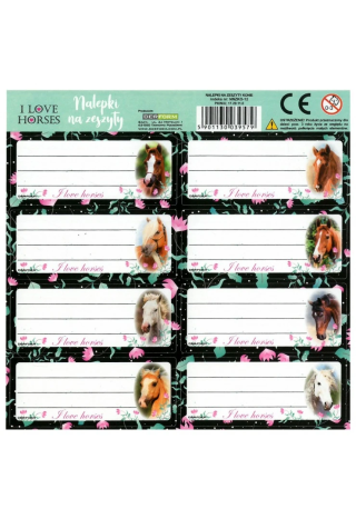 Naklejki na zeszyt DERFORM Konie25 8 sztuk