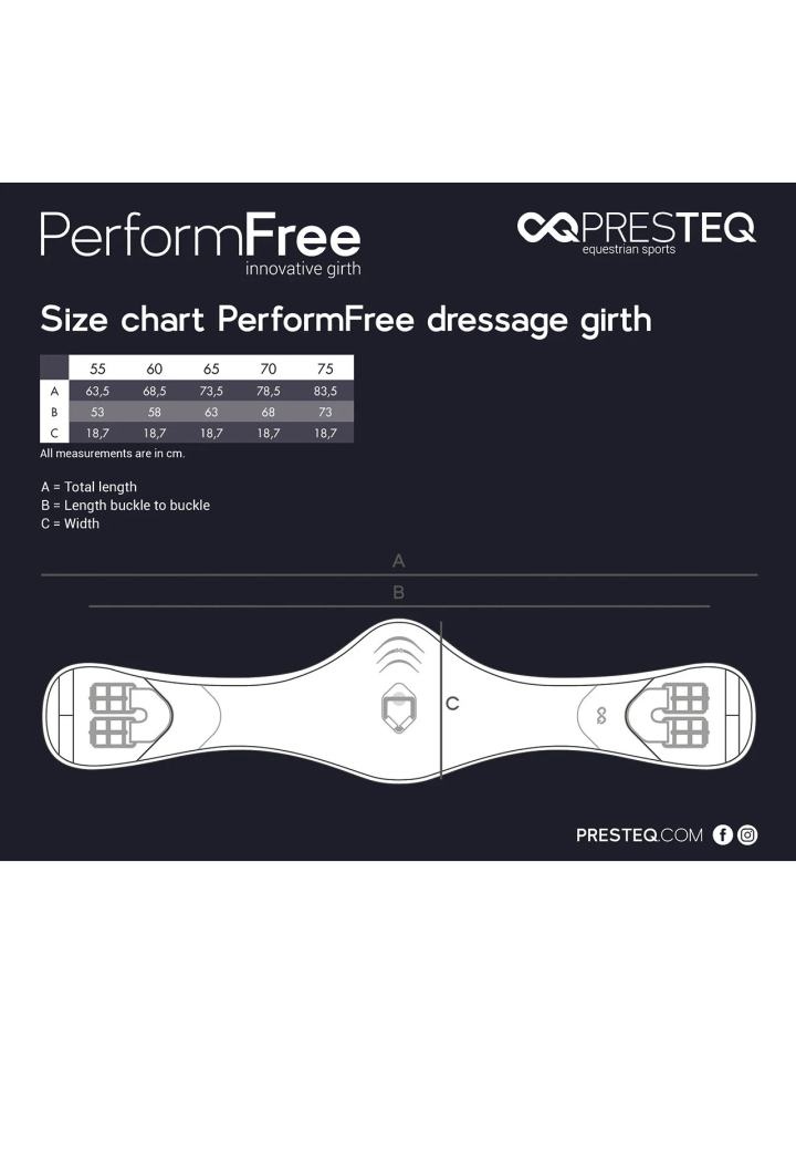 Popręg ujeżdżeniowy anatomiczny PresTEQ Perform Free