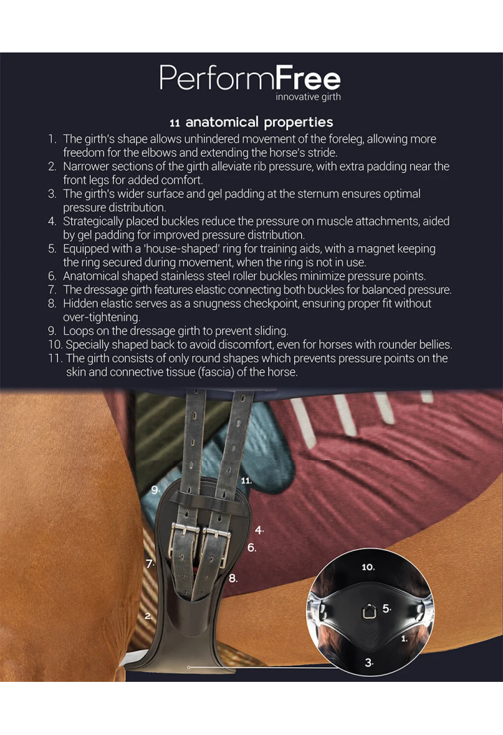 Popręg ujeżdżeniowy anatomiczny PresTEQ Perform Free