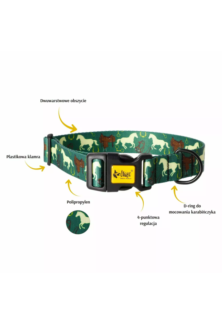Obroża regulowana DINGO City Horse green 23-34cm