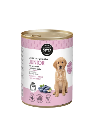 Karma WOW!PETS Dla Psów Junior Przepiórka & Pstrąg 400g