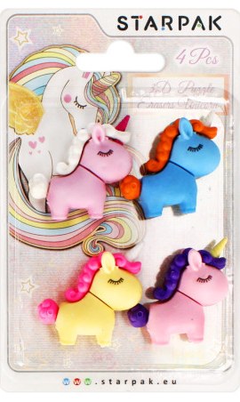 Gumka do mazania STARPAK Unicorn 4szt